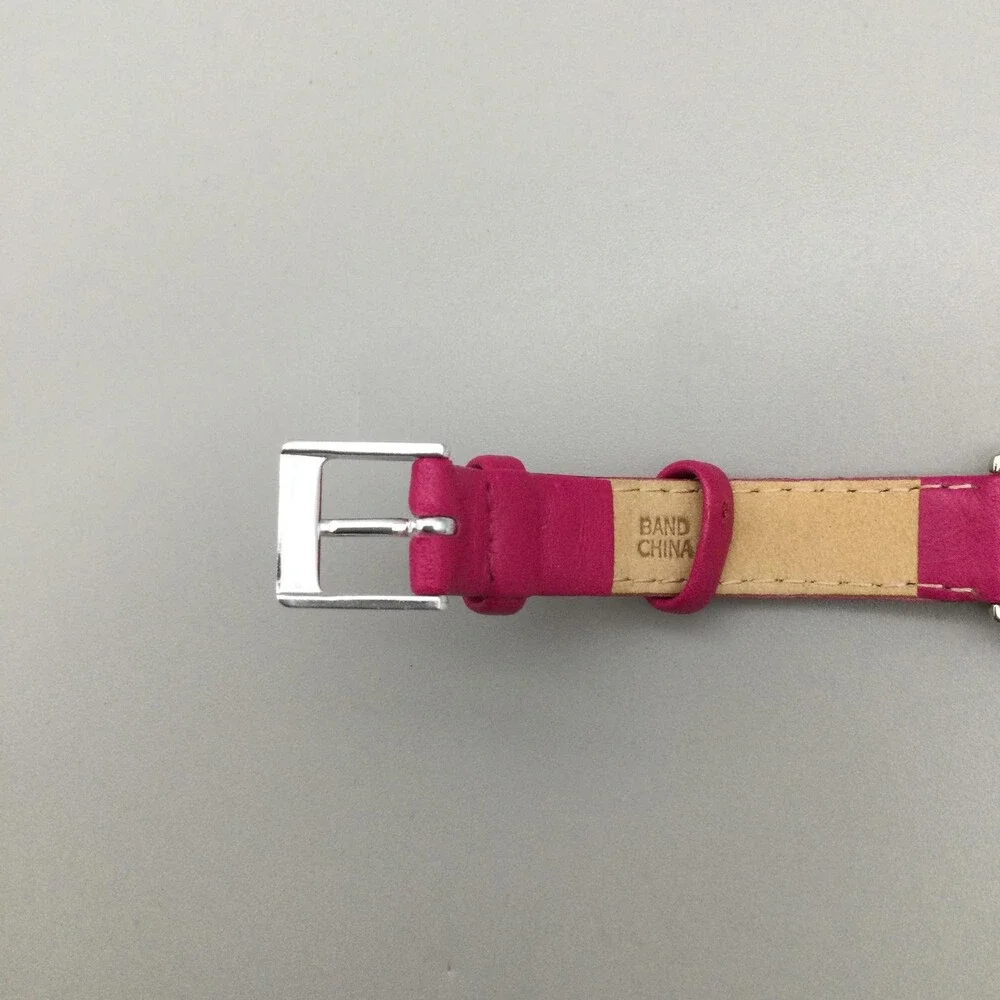 Disney Minnie Mouse Girls Watch 23mm Silver Tone Pink Leather MCO242 New Battery
